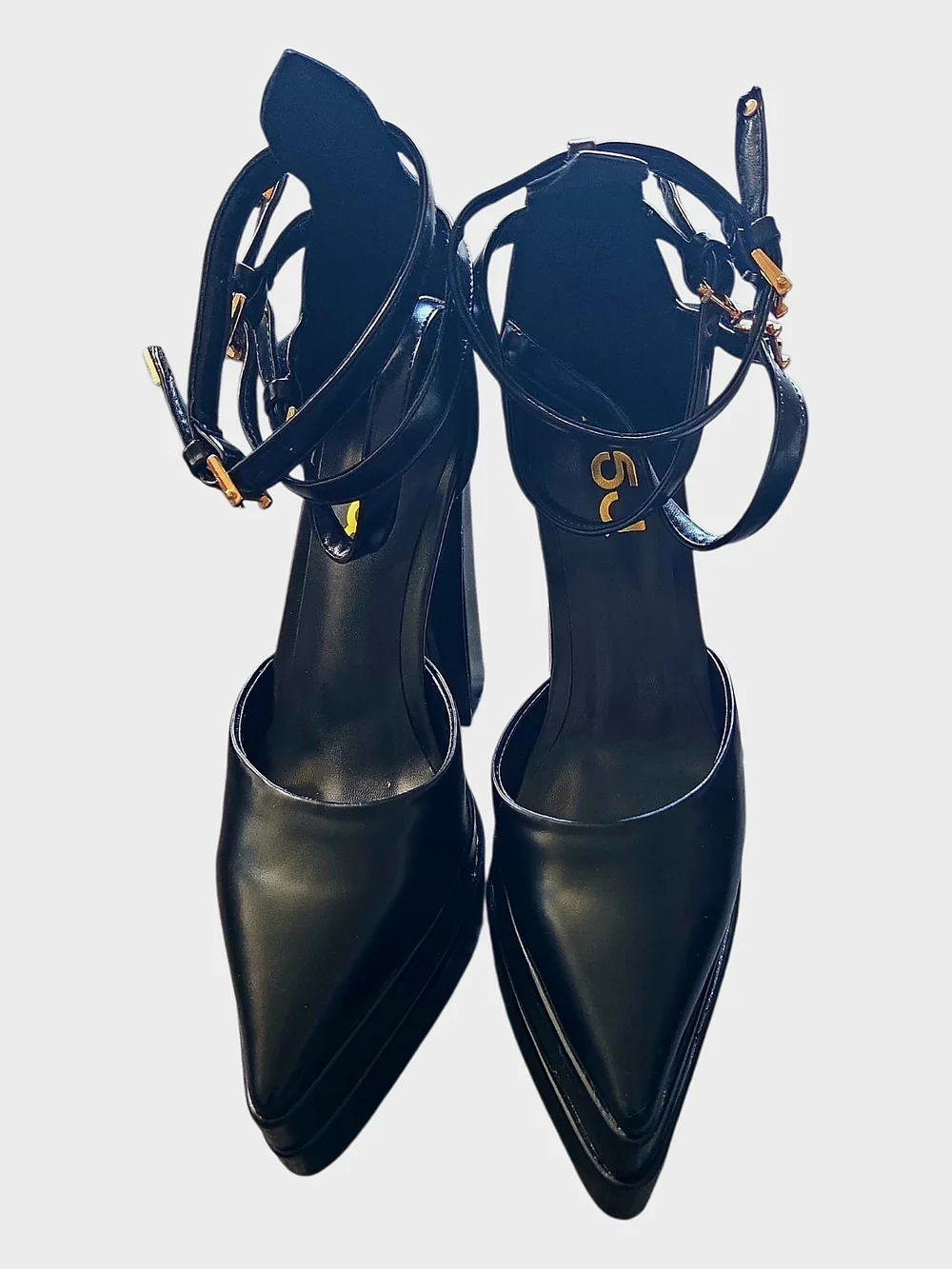 FSJ Black Platform Strappy Pump